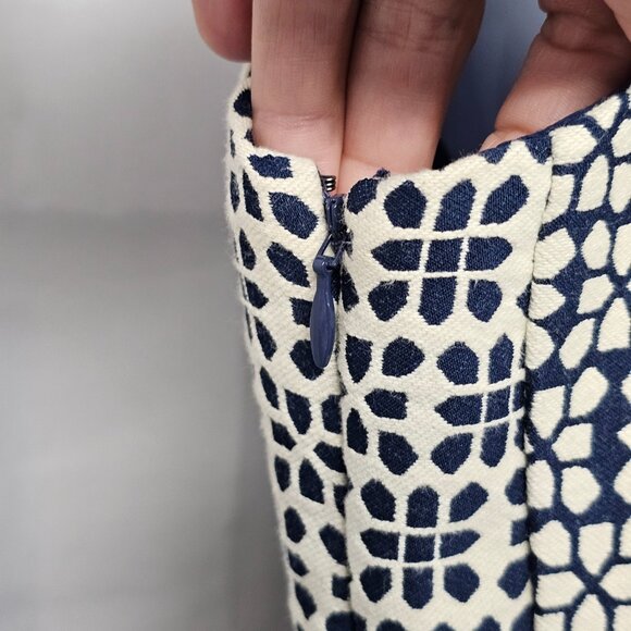 Banana Republic Navy Blue Bone Jacquard Sleeveless Sheath Dress Retro 6 - Picture 6 of 12